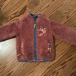 Patagonia Toddler Jacket in Dusty Rose with Blue Trim, Sz 3T